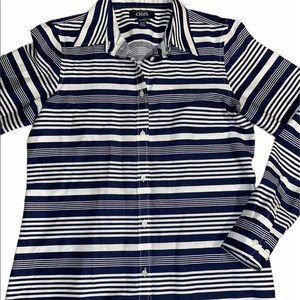 Womens Chaps button down Shirt navy & white size s